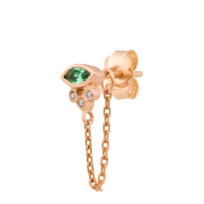 Boucle d'oreille simple en tourmaline marquise et diamants or rose