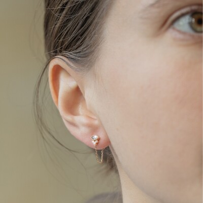 boucle d'oreille simple en pierre de lune marquise