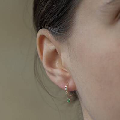 Boucle d'oreilles créole tourmaline et diamants