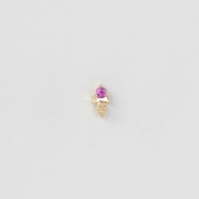 Boucle d'oreille unique en saphir rose
