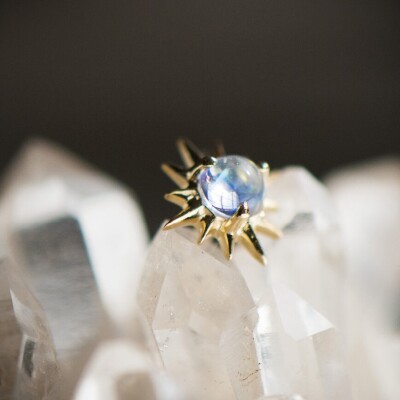 Boucle d'oreilles soleil et pierre de lune