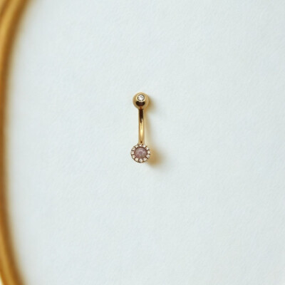 Piercing Nombril Diamants et Opale Or Rose