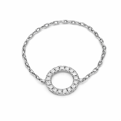 Bague Chaine Or Gris Cercle de Vie Diamants