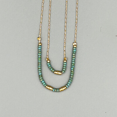 BASIC Collier deux rangs Turquoise