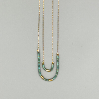 BASIC Collier deux rangs Turquoise