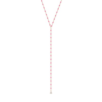 Collier rose fluo Mini Gigi Party Y, or rose, 1 diamant, 50 cm