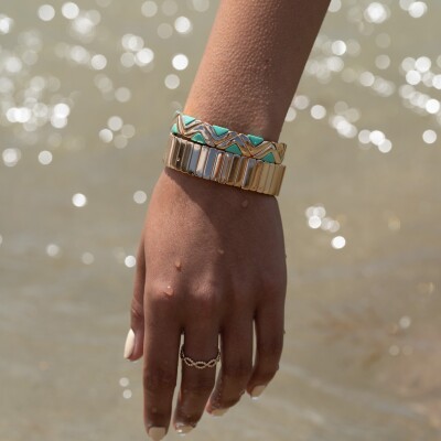 Bracelet Simone à Bordeaux Colorblock Gold en métal doré émaillé