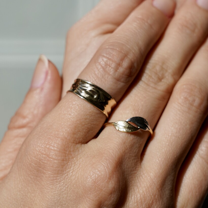 Bague Maison Ballet by Scarlett petite plume bicolore en or jaune