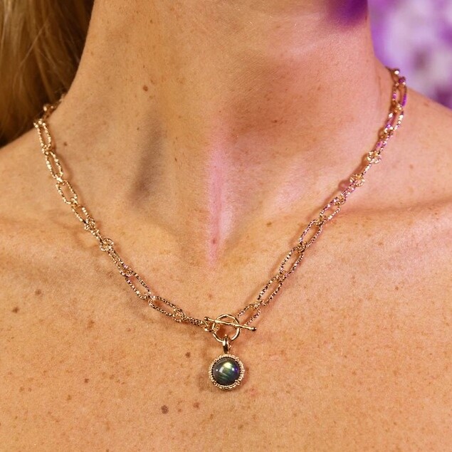 Collier Ana & Cha Phoebe en plaqué or et labradorite