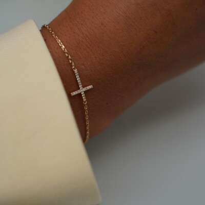 Bracelet en plaqué or et oxyde de zirconium