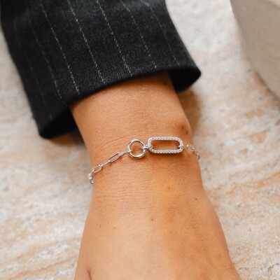Bracelet en argent et oxydes de zirconium