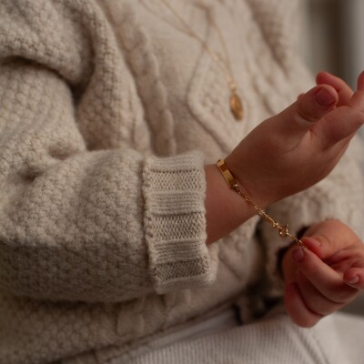 Gourmette bébé en or jaune, taille 14cm