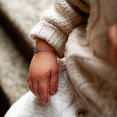 Gourmette bébé en or blanc, taille 14cm