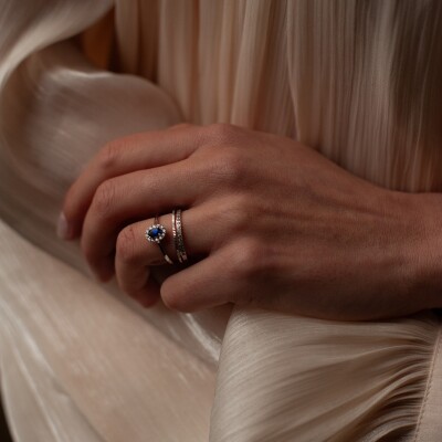 Bague Diamanti en or blanc, saphir synthétique et diamants de synthèse de 0.16ct