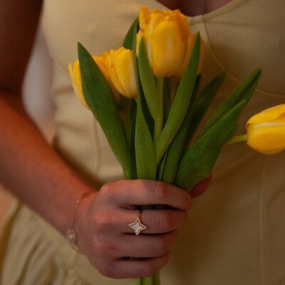 Bague Pierre Lannier Astoria en acier doré et nacre