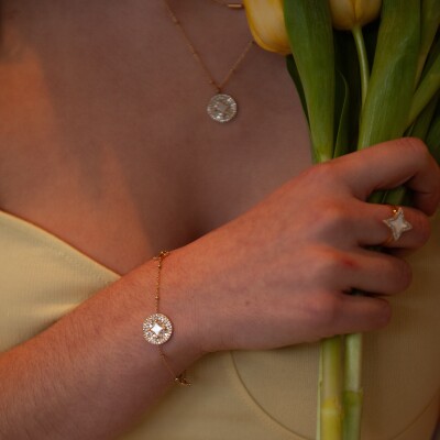 Bracelet Pierre Lannier Tessera en acier doré et nacre