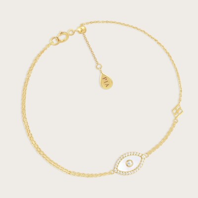 Bracelet or 375/1000 oxydes de zirconium et nacre
