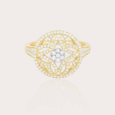 Bague en or jaune 375/1000 et diamants