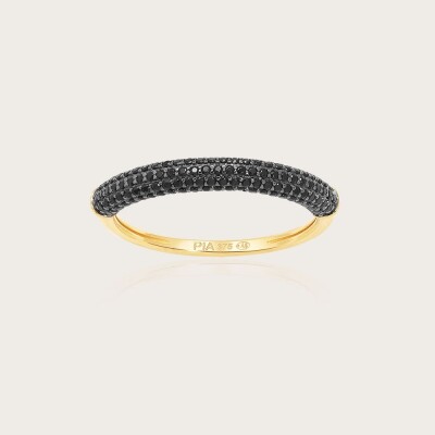 Bague or jaune 375/1000 oxydes de zirconium noirs