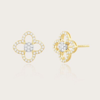 Boucles d'oreilles or jaune 750/1000 et diamants