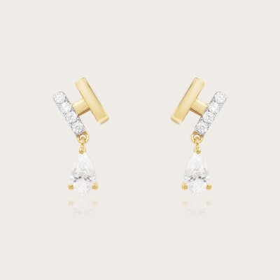 Boucles d'oreilles or 375/1000 et oxydes de zirconium