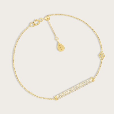 Bracelet or 375/1000 et oxydes de zirconium 18cm