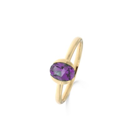 Bague or jaune 18cts et Améthyste