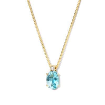 Collier or jaune 18ct, topaze et diamant
