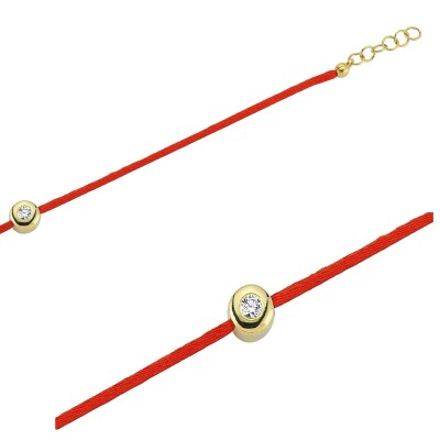 Bracelet sur cordon en or rose et diamant