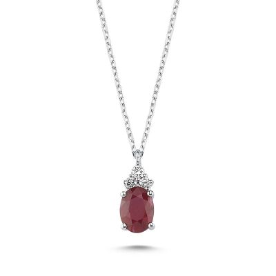 Collier or blanc rubis