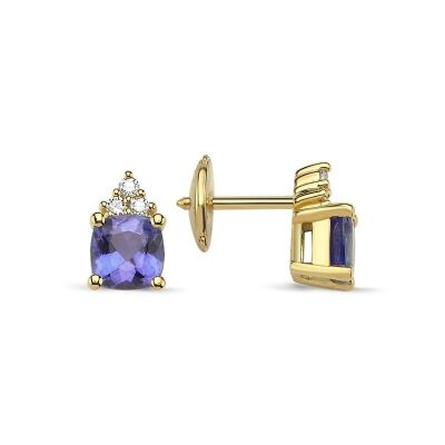 Boucles d'oreilles Tanzanite 3 diamants