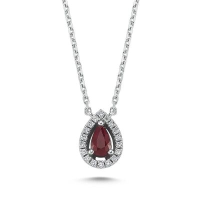 Collier or blanc rubis