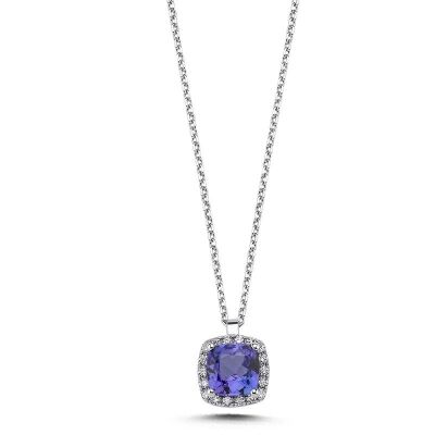Collier or blanc Tanzanite diamants