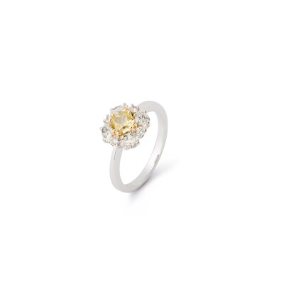 Bague diamant jaune et diamants