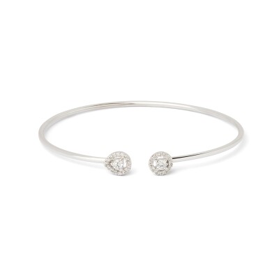 Bracelet rigide or blanc et diamants