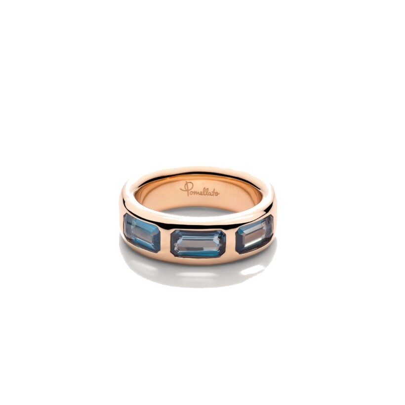 Bague Pomellato Iconica en or rose et topaze bleu london