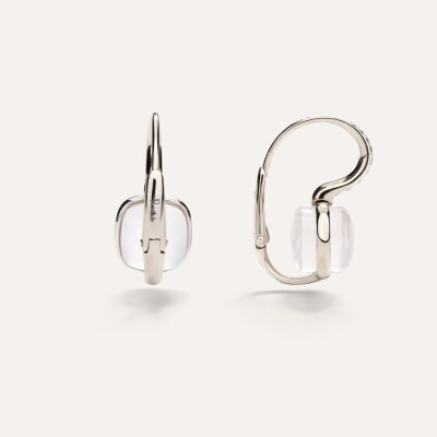 Boucles d'oreilles Pomellato Nudo en or blanc,  quartz Milky et diamants