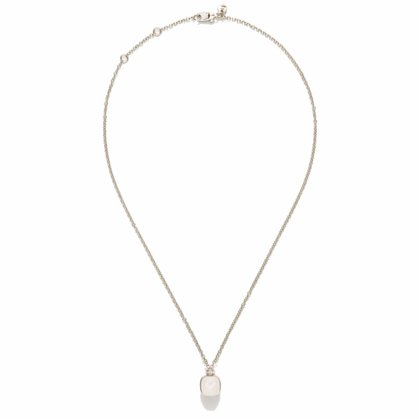 Collier Pomellato Milky de Nudo en or blanc, quartz crème et diamants