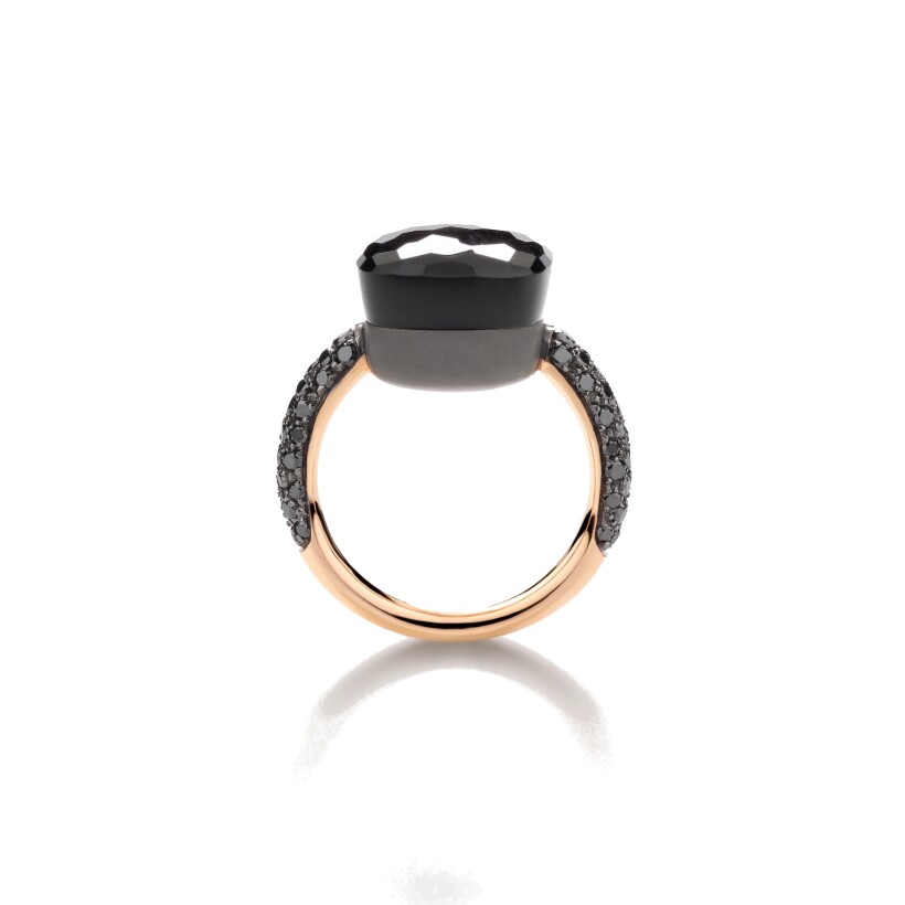 Bague Pomellato Nudo Maxi en or rose, titane, obsidienne et diamants noirs