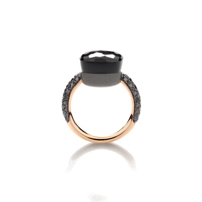 Bague Pomellato Nudo Maxi en or rose, titane, obsidienne et diamants noirs