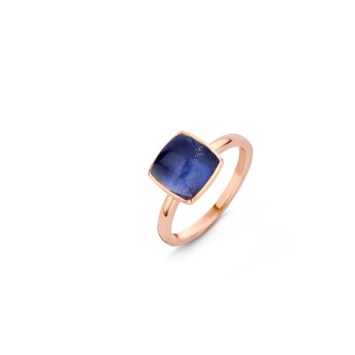 Bague en or rose et quartz sur sodalite