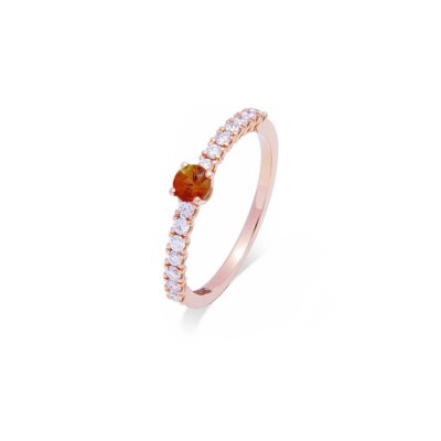 Bague Solitaire en or rose, saphir crépuscule et diamants