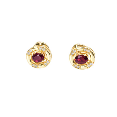 Boucles d'oreilles Rubis & diamant or jaune