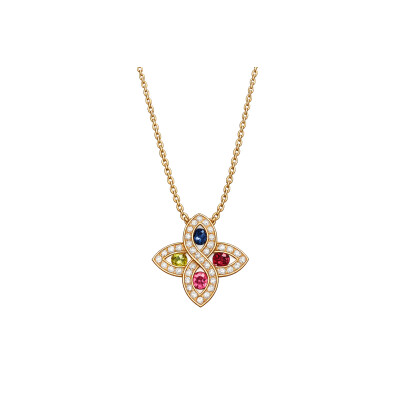 Collier Multi Saphirs & diamant or rose