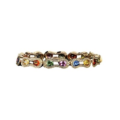 Bracelet Multi Saphirs & Diamant or rose