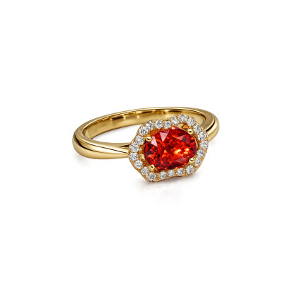 Bague Saphir orange & diamant or rose
