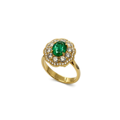 Bague Emeraude & diamant or jaune