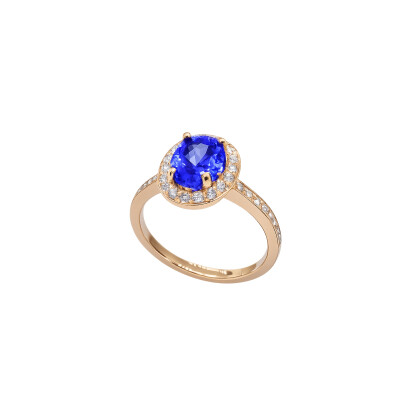 Bague Tanzanite & diamant or rose