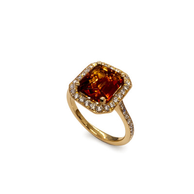 Bague Citrine & diamant or rose