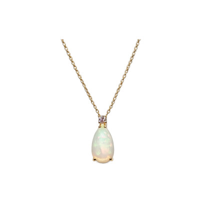 Collier Opale & diamant or rose